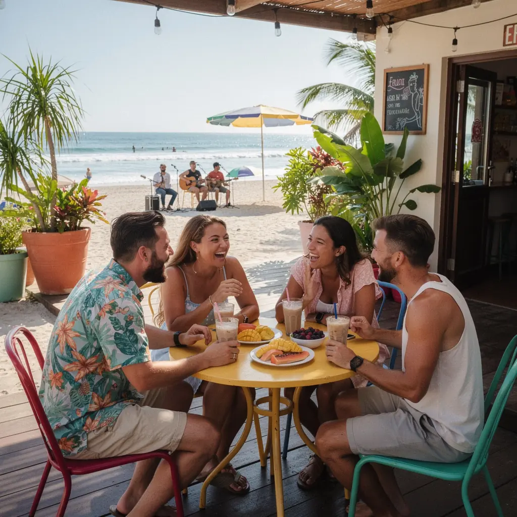 Plaża z białym piaskiem i palmami na tropikalnej wyspie